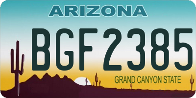 AZ license plate BGF2385