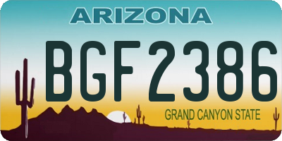 AZ license plate BGF2386