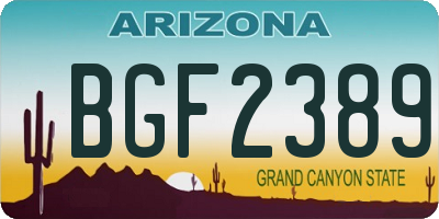 AZ license plate BGF2389