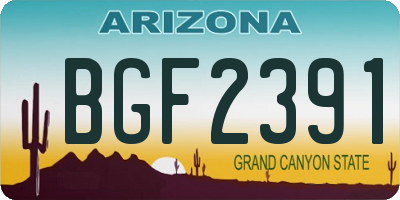 AZ license plate BGF2391