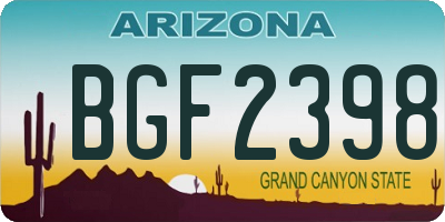 AZ license plate BGF2398