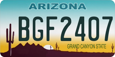 AZ license plate BGF2407