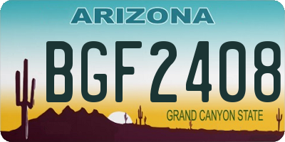 AZ license plate BGF2408