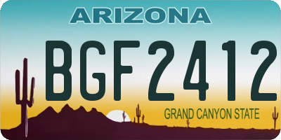 AZ license plate BGF2412