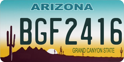 AZ license plate BGF2416