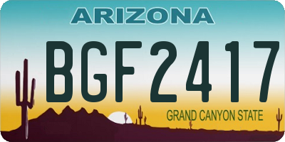 AZ license plate BGF2417