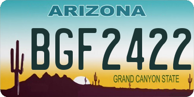 AZ license plate BGF2422