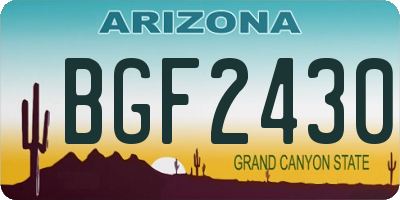 AZ license plate BGF2430