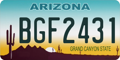 AZ license plate BGF2431