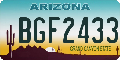 AZ license plate BGF2433
