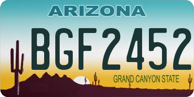 AZ license plate BGF2452