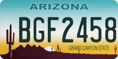 AZ license plate BGF2458