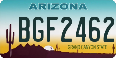 AZ license plate BGF2462
