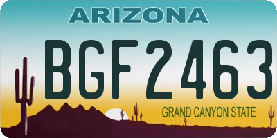 AZ license plate BGF2463