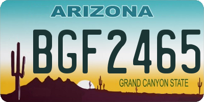 AZ license plate BGF2465