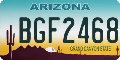 AZ license plate BGF2468