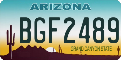 AZ license plate BGF2489