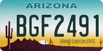 AZ license plate BGF2491