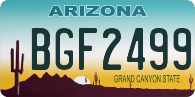 AZ license plate BGF2499
