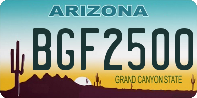 AZ license plate BGF2500