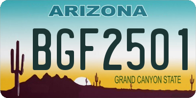 AZ license plate BGF2501