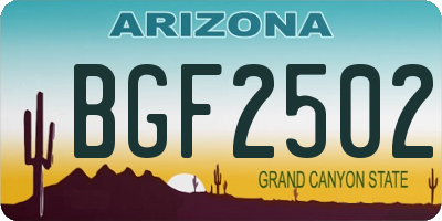 AZ license plate BGF2502