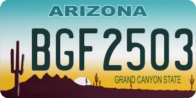 AZ license plate BGF2503