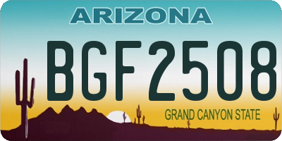 AZ license plate BGF2508