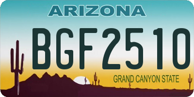 AZ license plate BGF2510