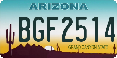 AZ license plate BGF2514