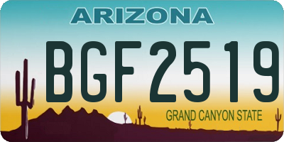 AZ license plate BGF2519