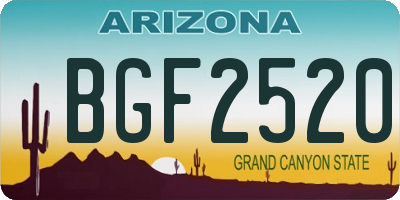 AZ license plate BGF2520