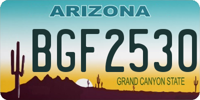 AZ license plate BGF2530