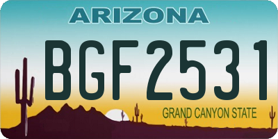 AZ license plate BGF2531