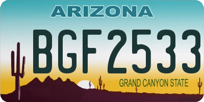 AZ license plate BGF2533