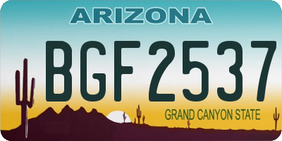 AZ license plate BGF2537