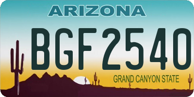 AZ license plate BGF2540