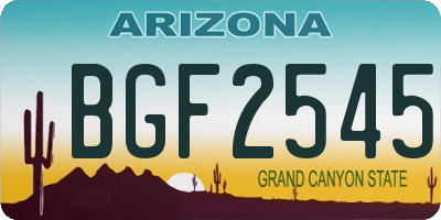 AZ license plate BGF2545