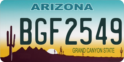 AZ license plate BGF2549