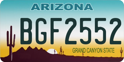 AZ license plate BGF2552