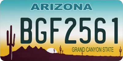 AZ license plate BGF2561