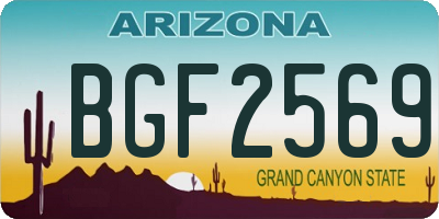 AZ license plate BGF2569