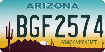 AZ license plate BGF2574