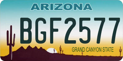 AZ license plate BGF2577