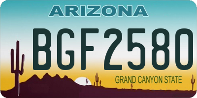 AZ license plate BGF2580