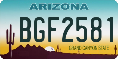 AZ license plate BGF2581