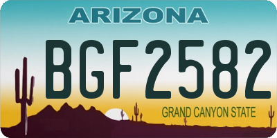 AZ license plate BGF2582