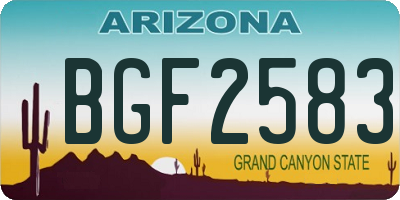 AZ license plate BGF2583