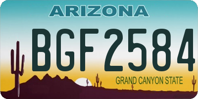 AZ license plate BGF2584