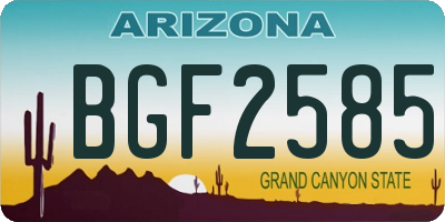 AZ license plate BGF2585